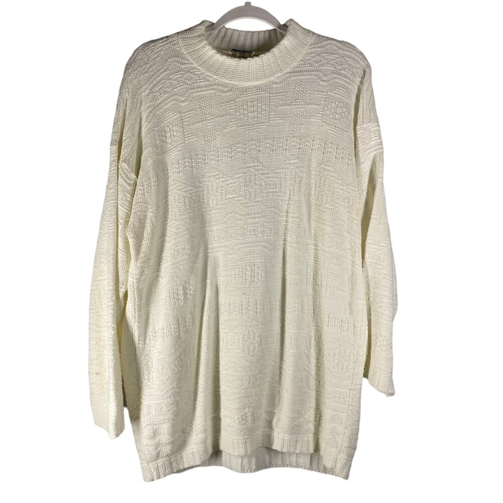 Vintage Knit Cream White Sweater Grandma Cottage Core Womens Size  22/42